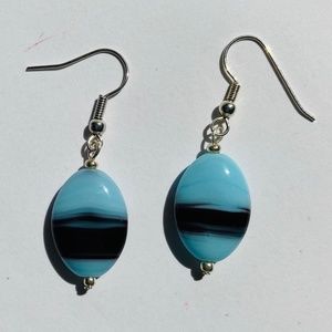 Blues marble love earrings